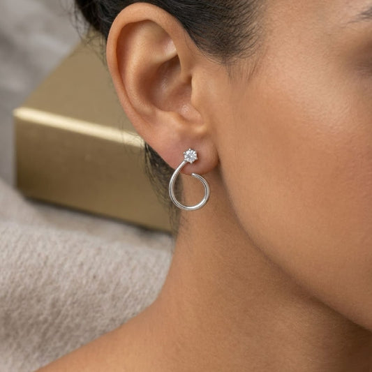 Orecchini Joy Gioielli oro bianco 18 KT a spirale con zircone MISURA UNICA