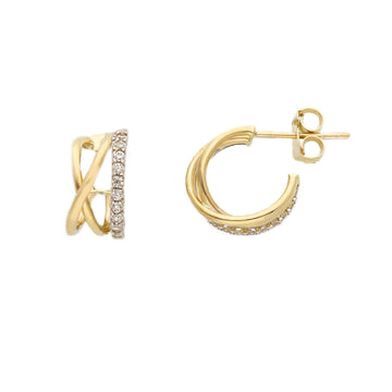 Orecchini Joy Gioielli oro giallo 9 KT incrociati con zirconi MISURA UNICA