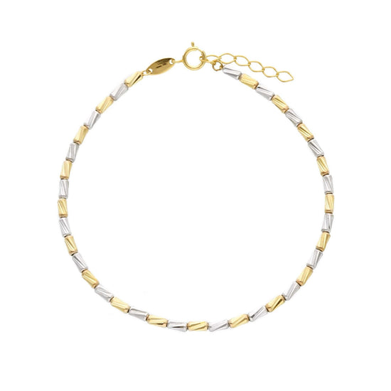 Bracciale Joy Gioielli in oro 9 KT elementi tubolari bicolore Regolabile 17-19 cm