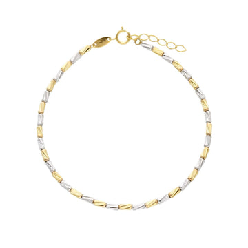 Bracciale Joy Gioielli in oro 9 KT elementi tubolari bicolore Regolabile 17-19 cm