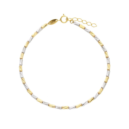 Bracciale Joy Gioielli in oro 9 KT elementi tubolari bicolore Regolabile 17-19 cm