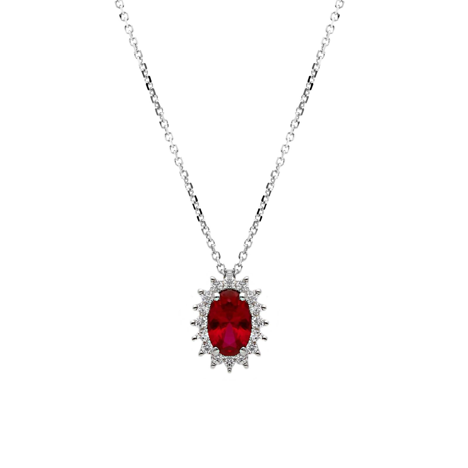 Collana Joy Gioielli in oro bianco 9 KT con cristallo rosso MISURA UNICA