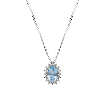 Collana Joy Gioielli oro bianco 9 KT con cristallo azzurro MISURA UNICA