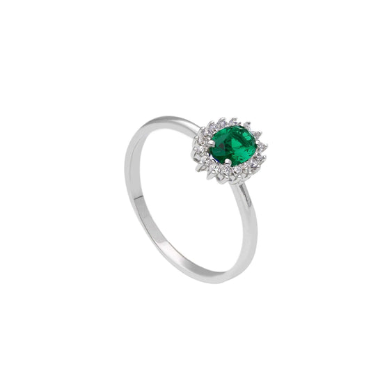 Anello Joy Gioielli oro bianco 9 KT cristallo verde e zirconi SU MISURA