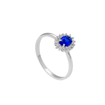 Anello Joy Gioielli oro bianco 9 KT cristallo blu e zirconi SU MISURA