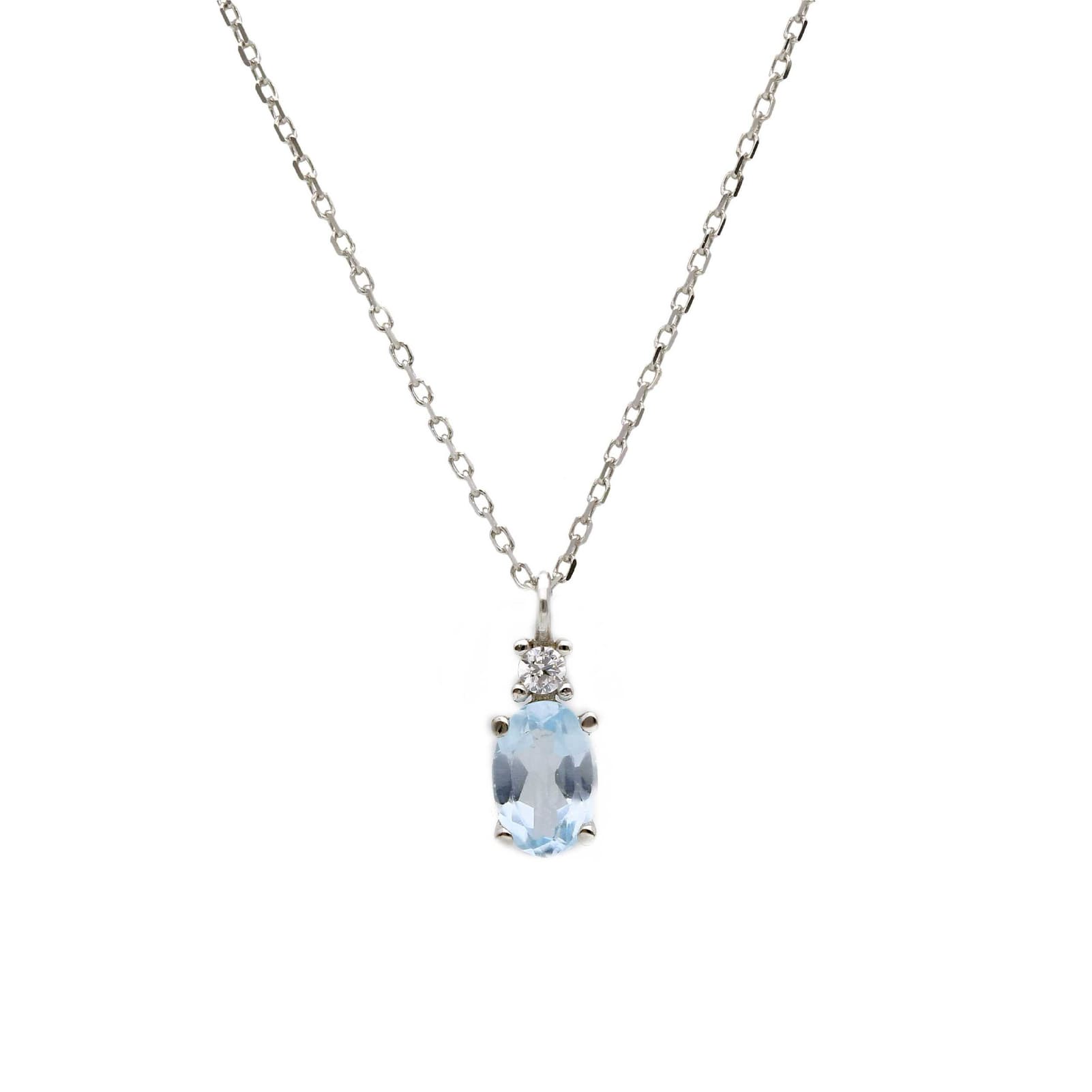 Collana Joy Gioielli in oro bianco 9KT con topazio e zircone MISURA UNICA