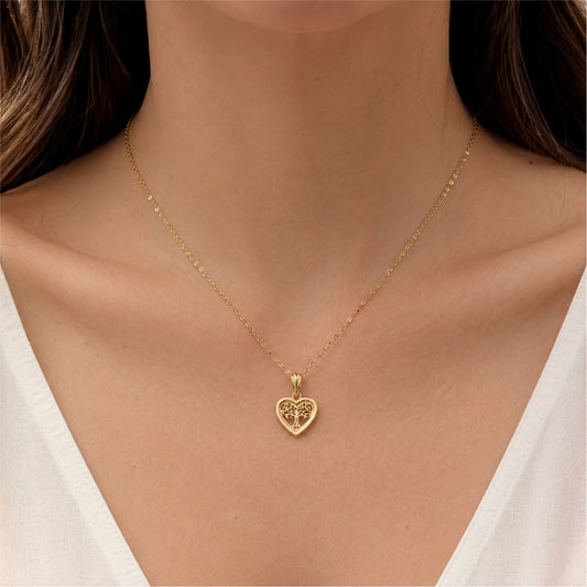 Ciondolo Joy Gioielli in oro giallo 9kt con cuore e albero vita MISURA UNICA