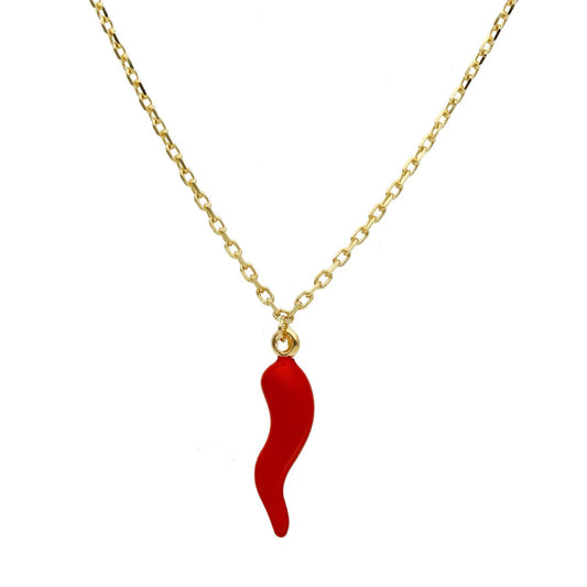 Collana Joy Gioielli in oro giallo 9kt con cornetto rosso MISURA UNICA