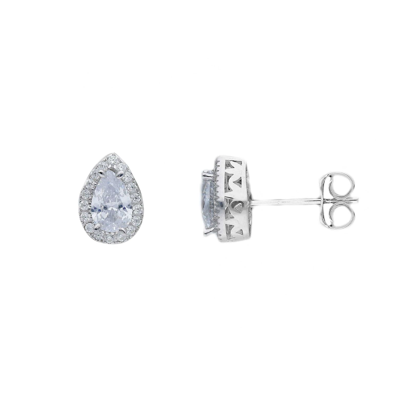 Orecchini lobo Joy Gioielli in oro bianco 9kt gocce con zirconi