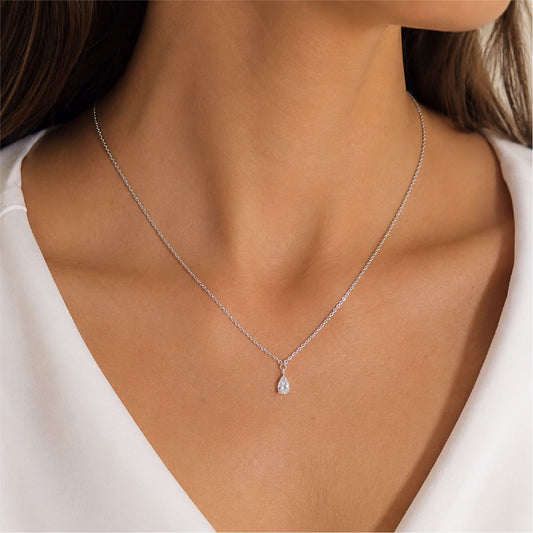 Collana Joy Gioielli in oro bianco 9kt con zircone a goccia MISURA UNICA