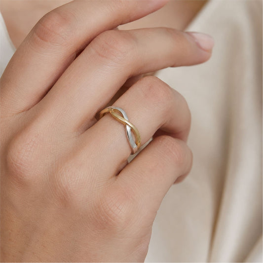 Anello Joy Gioielli Oro in oro giallo e bianco intrecciato SU MISURA
