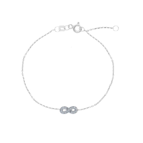 Bracciale Joy Gioielli in oro bianco 9kt con infinito e pietre 18 cm