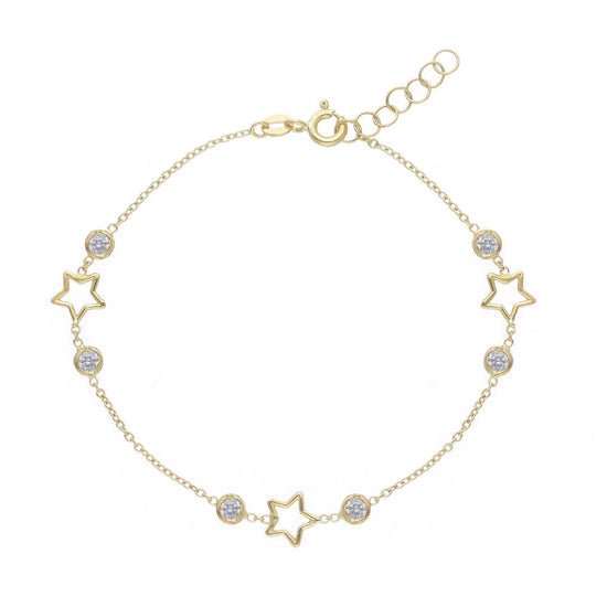 Bracciale Joy Gioielli in oro giallo 9kt a stella e zirconi 19 cm