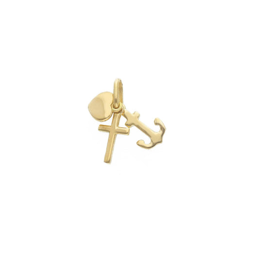 Ciondolo Joy Gioielli Oro oro giallo 18kt cuore croce ancora MISURA UNICA