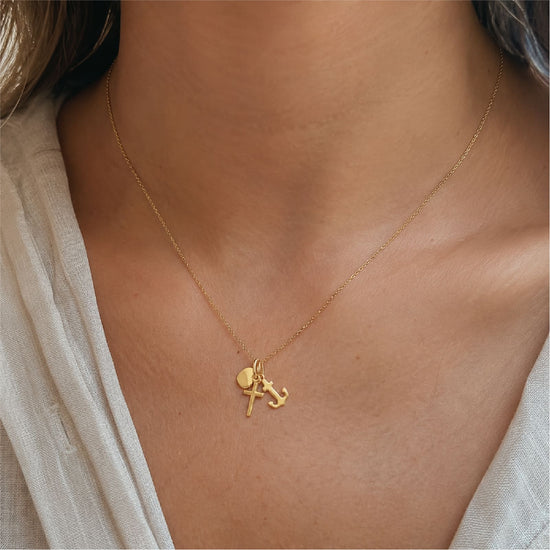 Ciondolo Joy Gioielli Oro oro giallo 18kt cuore croce ancora MISURA UNICA