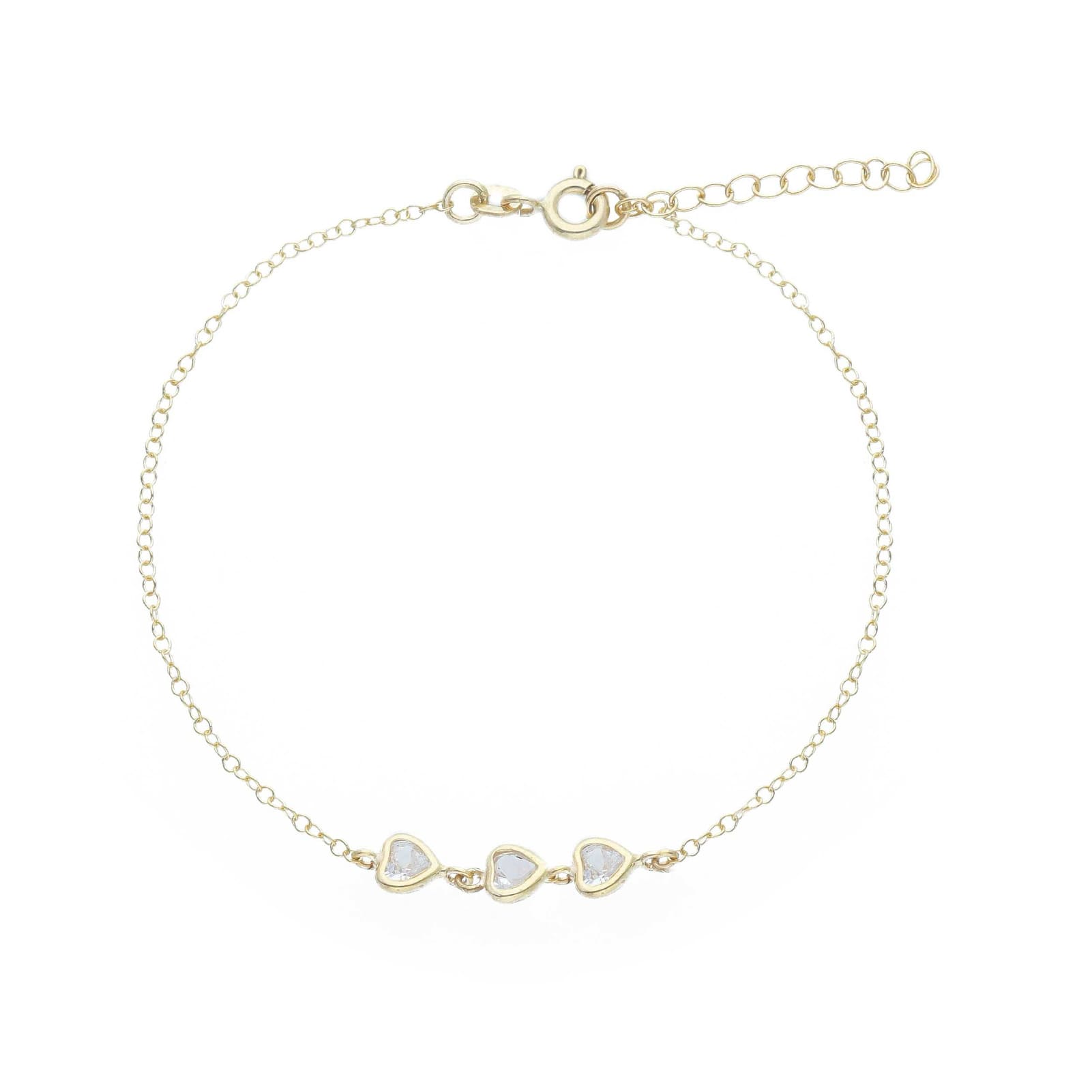 Bracciale Joy Gioielli in oro giallo 9kt con cuori e zirconi 19 cm