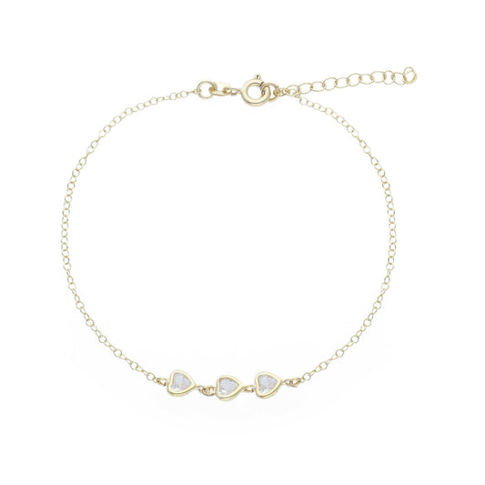 Bracciale Joy Gioielli in oro giallo 9kt con cuori e zirconi 19 cm