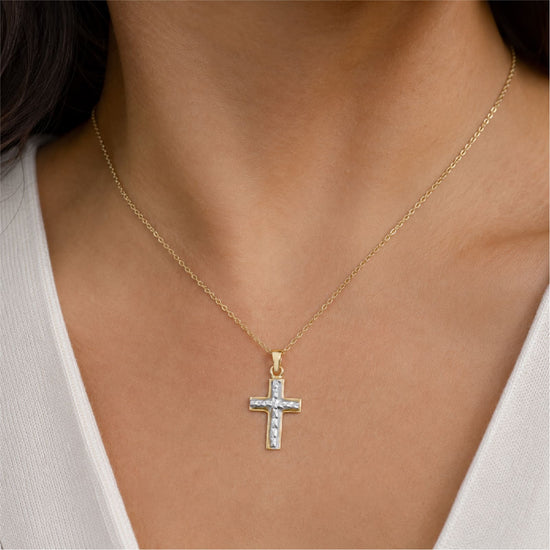 Ciondolo Joy Gioielli Oro in oro giallo e bianco 18kt croce MISURA UNICA
