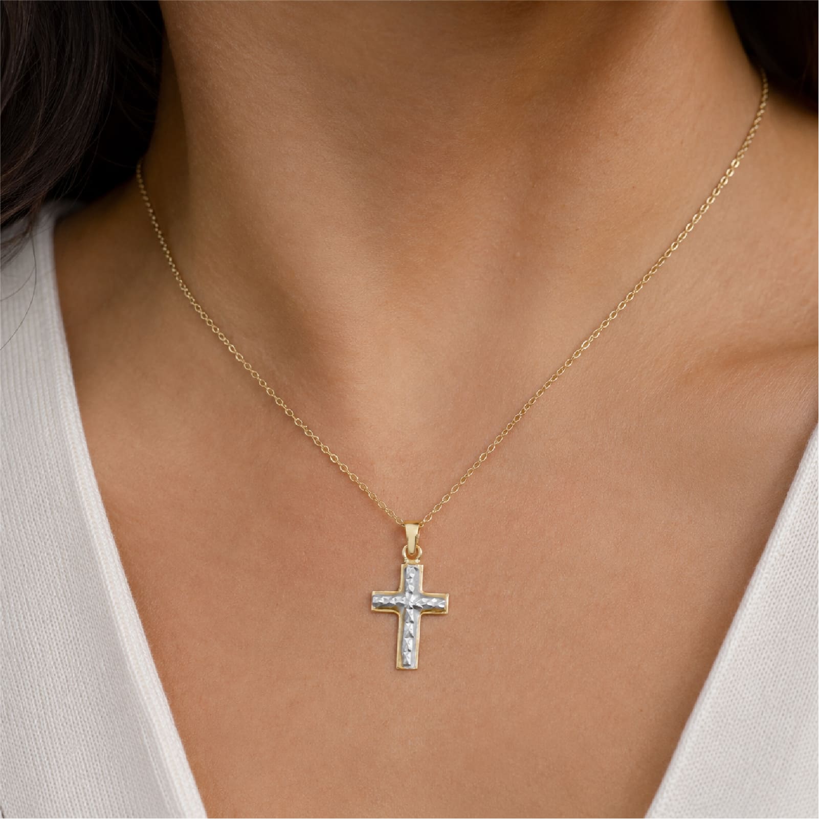 Ciondolo Joy Gioielli Oro in oro giallo e bianco 18kt croce MISURA UNICA