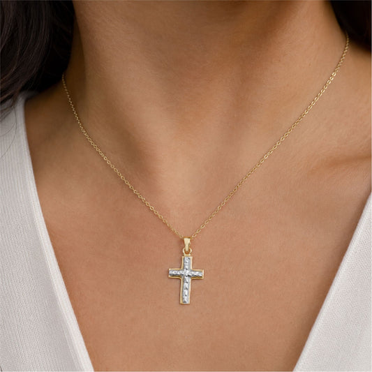 Ciondolo Joy Gioielli Oro in oro giallo e bianco 18kt croce MISURA UNICA