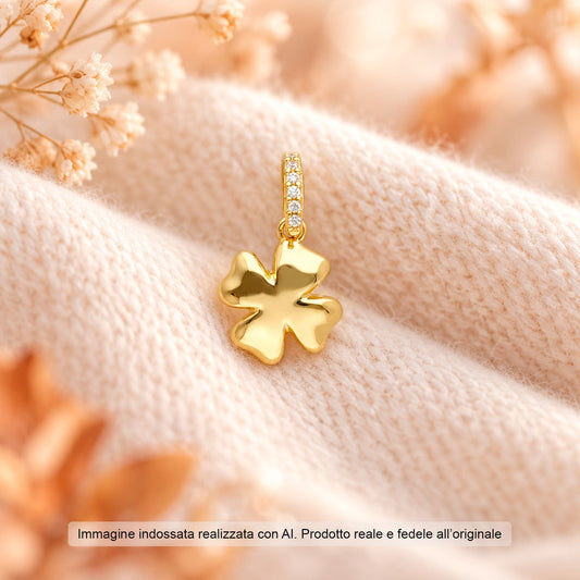Ciondolo Joy Gioielli Oro in oro giallo zirconi quadrifoglio MISURA UNICA