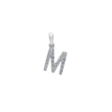 Ciondolo lettera M Joy Gioielli oro bianco 9 KT con zirconi MISURA UNICA