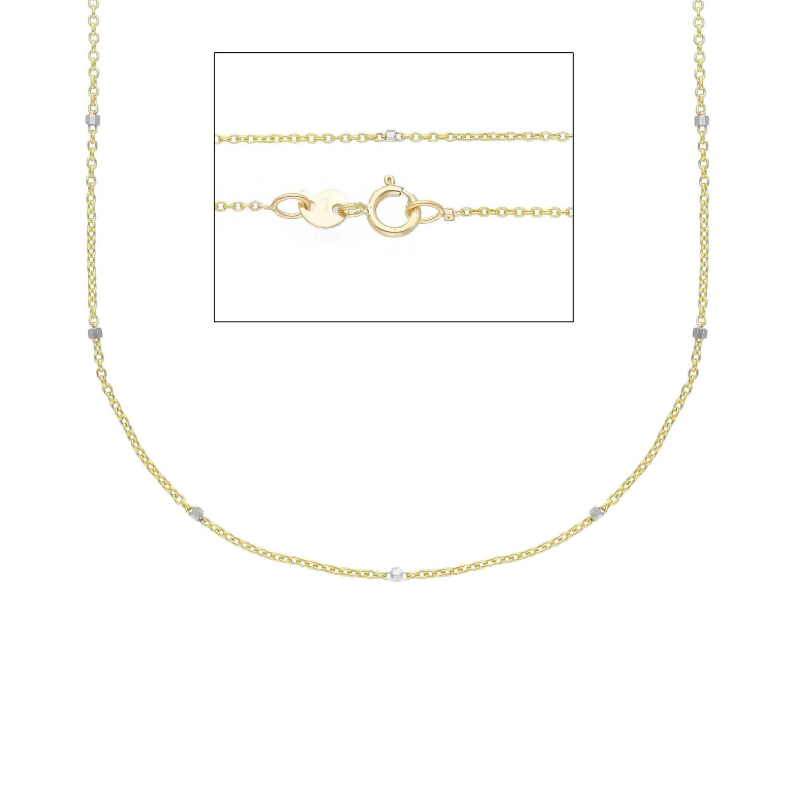 Collana catena rolò Joy Gioielli oro giallo e bianco 9KT 40cm MISURA UNICA