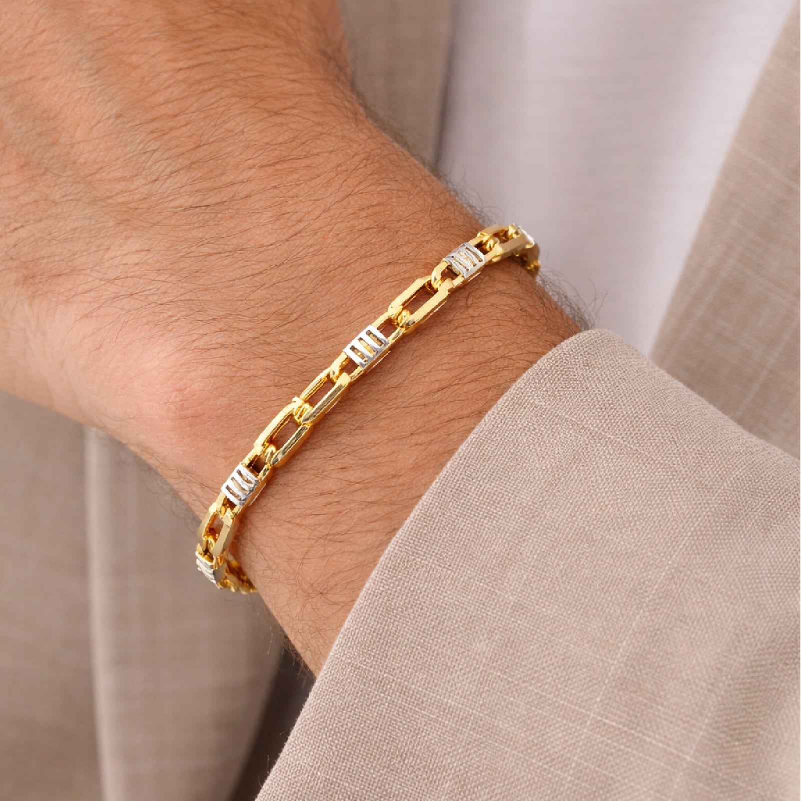 Bracciale Joy Gioielli oro 18 kt con dettagli oro bianco uomo 21 cm