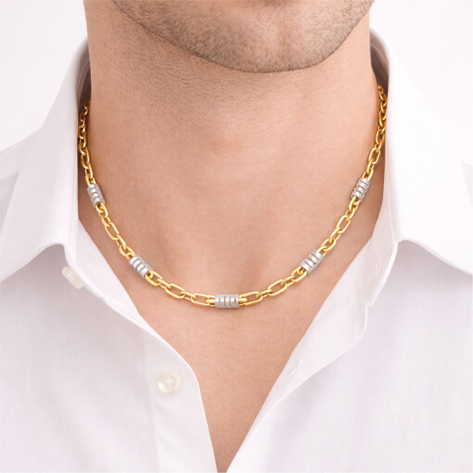 Collana Joy Gioielli oro giallo e bianco 18 kt catena girocollo MISURA UNICA