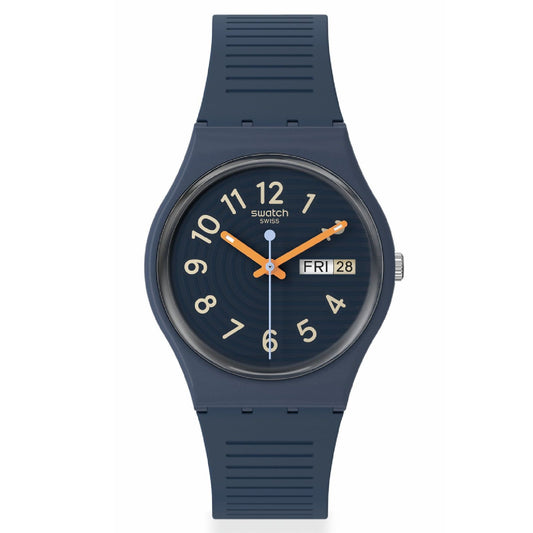 Orologi unisex Swatch Essentials cassa biologica cinturino in silicone blu 34mm SO28I700-1