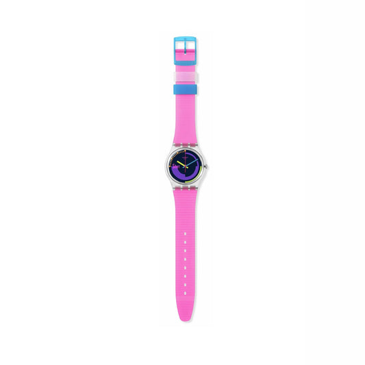 Orologio donna Swatch Neon PINK plastica rosa quadrante multicolor 34mm SO28K111-2