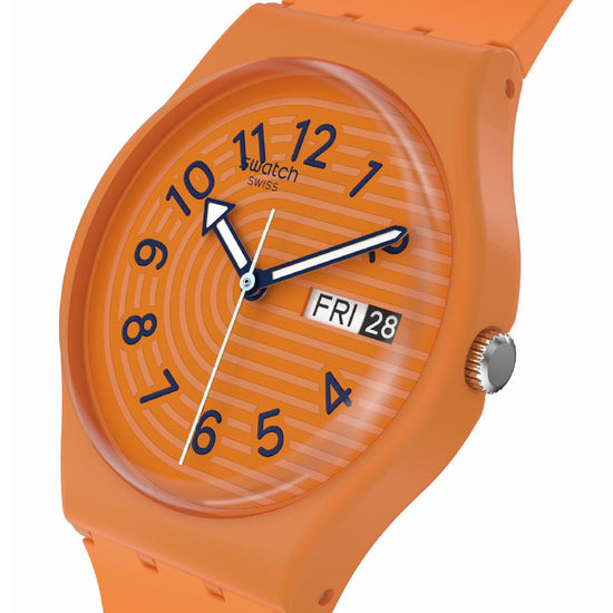Orologi unisex Swatch Essentials cassa biologica cinturino in silicone arancione 34mm SO28O703-3