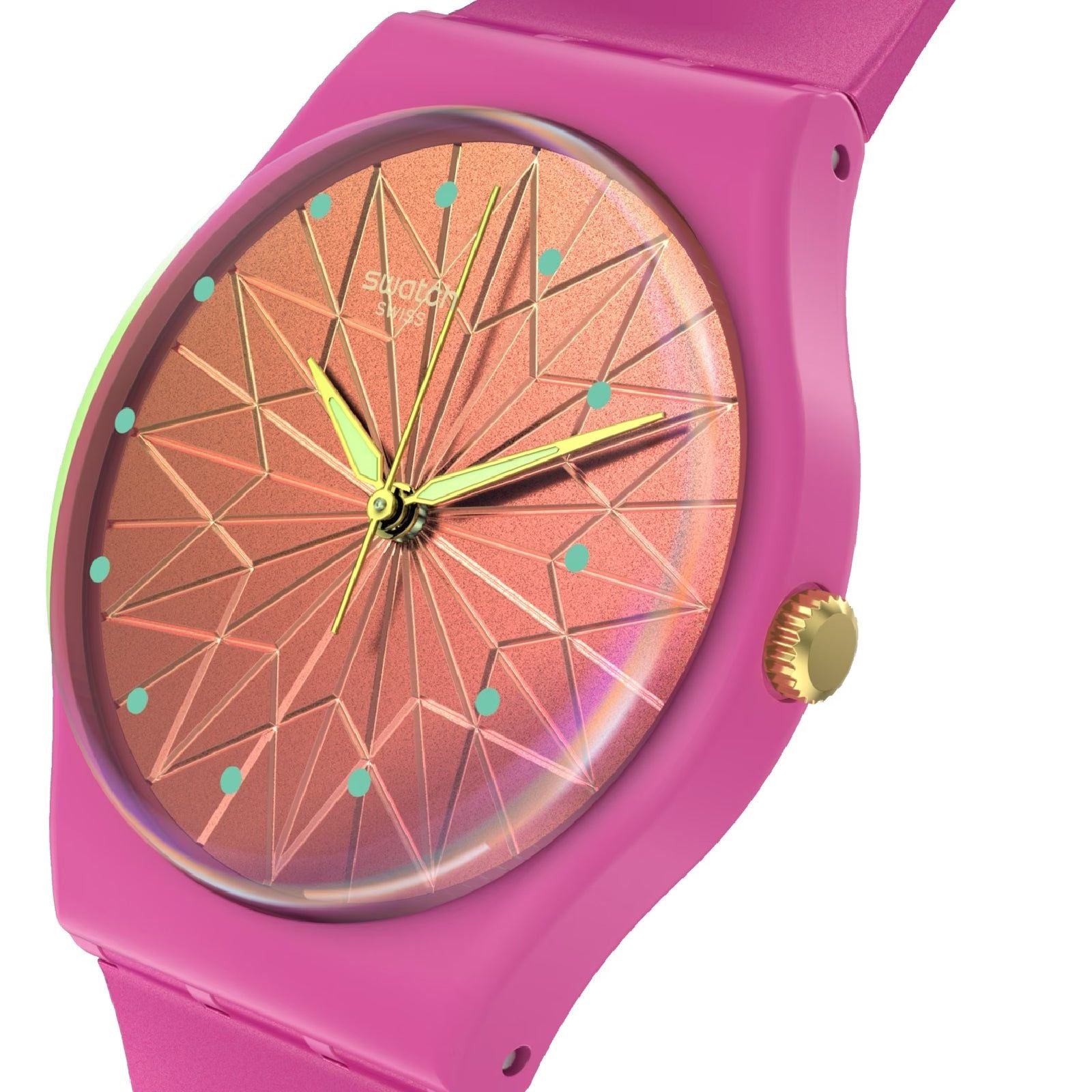Orologio solo tempo Swatch Holiday Collection donna materiale biologico fucsia cassa 34mm SO28P110-3