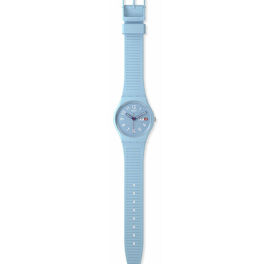 Orologi unisex Swatch Essentials cassa biologica cinturino in silicone azzurro 34mm SO28S704-2