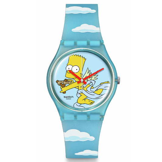 Orologio unisex Swatch The Simpson Bart Cupido silicone azzurro cassa 34mm SO28Z115-1
