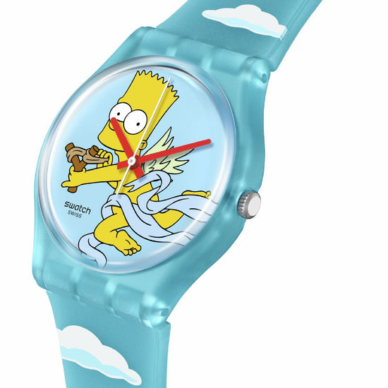 Orologio unisex Swatch The Simpson Bart Cupido silicone azzurro cassa 34mm SO28Z115-3