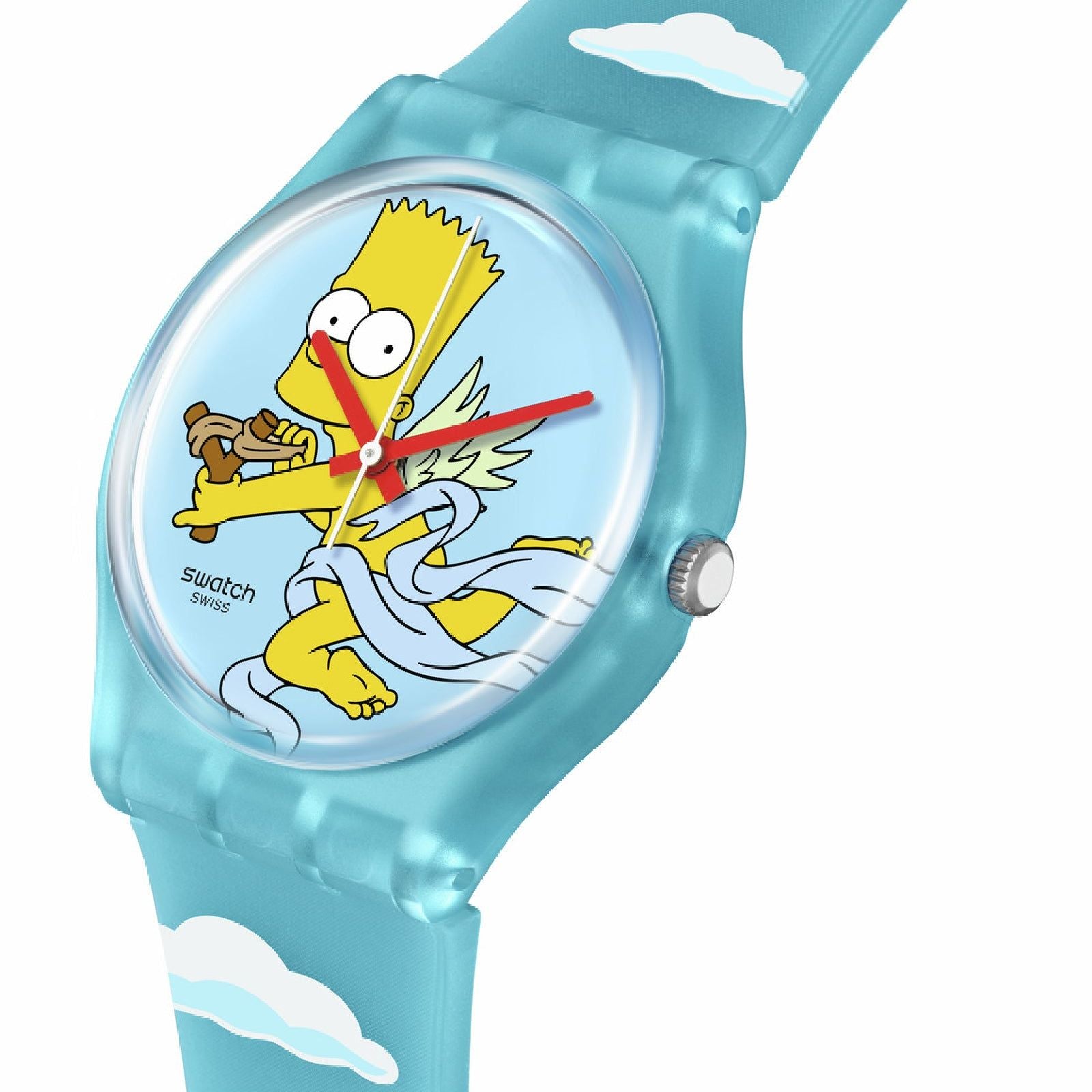 Orologio unisex Swatch The Simpson Bart Cupido silicone azzurro cassa 34mm SO28Z115-3