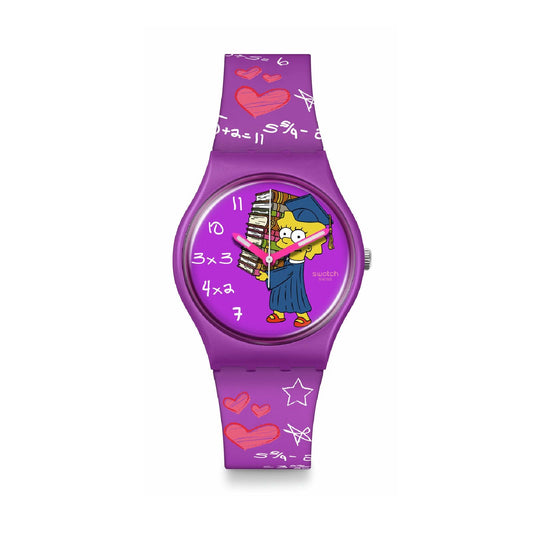 Orologio donna Swatch The Simpson con Lisa in silicone viola cassa 34mm SO28Z118-1