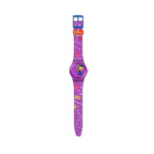 Orologio donna Swatch The Simpson con Lisa in silicone viola cassa 34mm SO28Z118-2