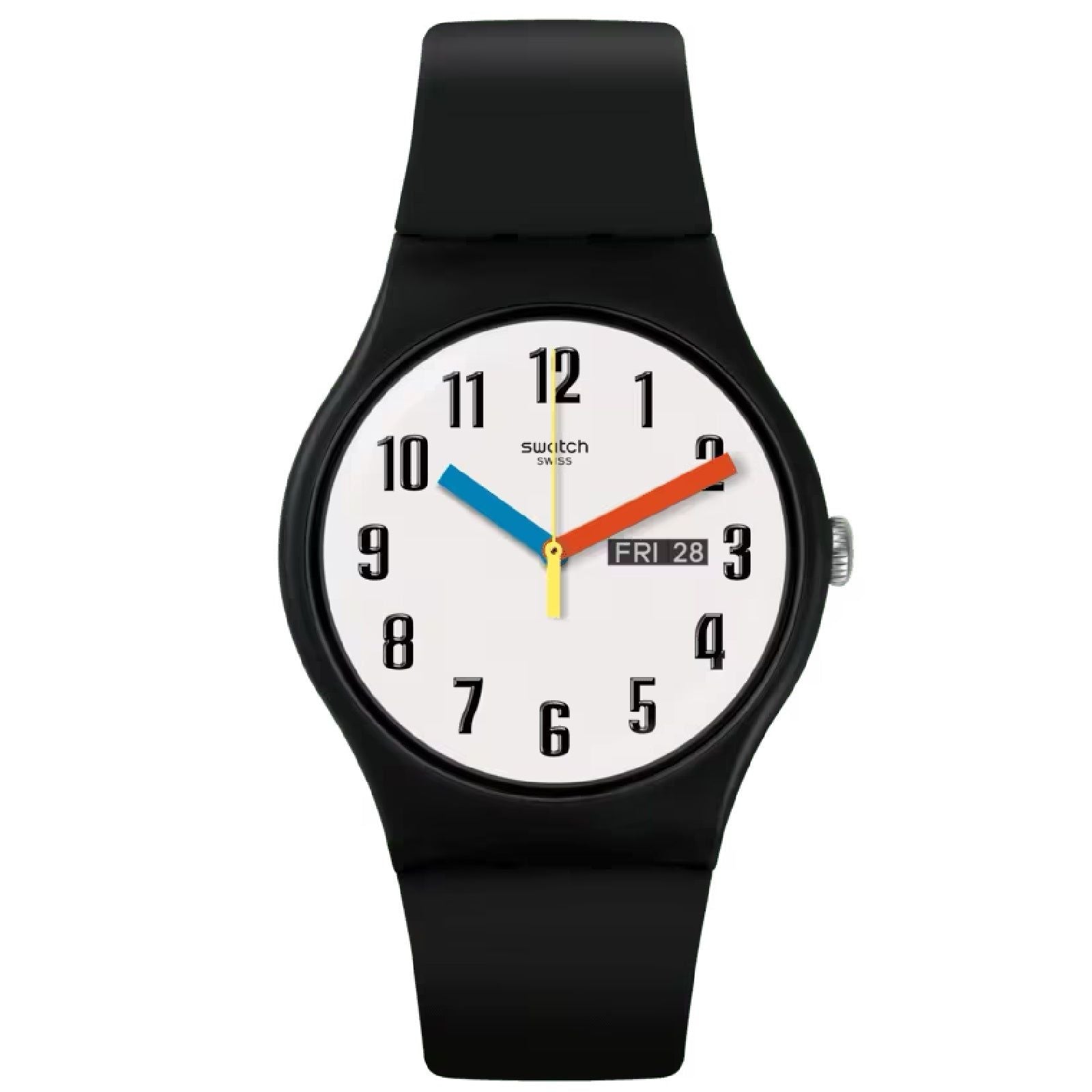Orologio solo tempo Swatch Bau da uomo materiale biologico nero bianco 41mm SO29B705-1