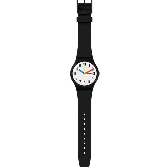 Orologio solo tempo Swatch Bau da uomo materiale biologico nero bianco 41mm SO29B705-2