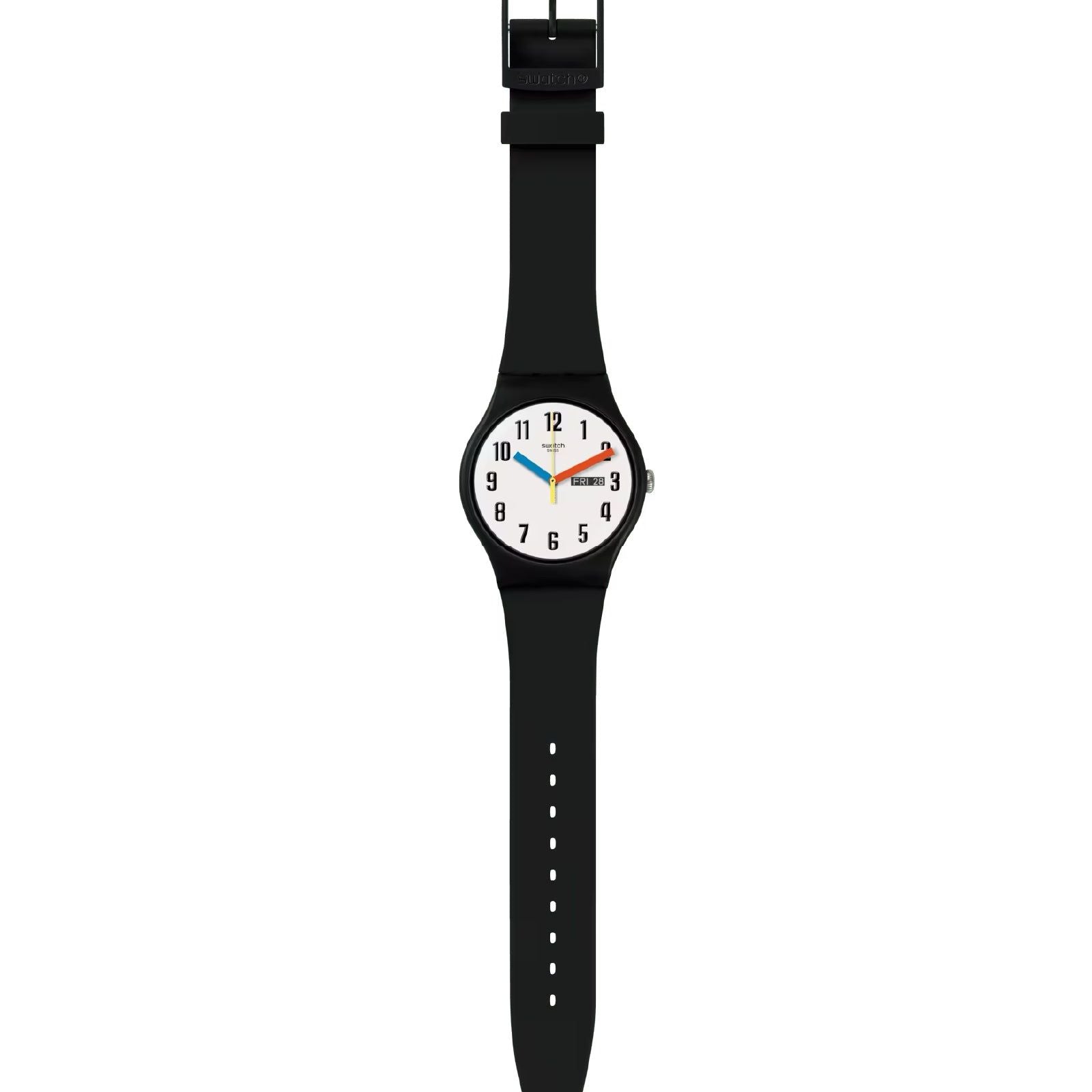 Orologio solo tempo Swatch Bau da uomo materiale biologico nero bianco 41mm SO29B705-2