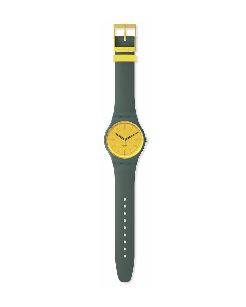 Orologio solo tempo da uomo Swatch Essentials cassa 41mm e cinturino in materiale di origine biologica verde SO29G103