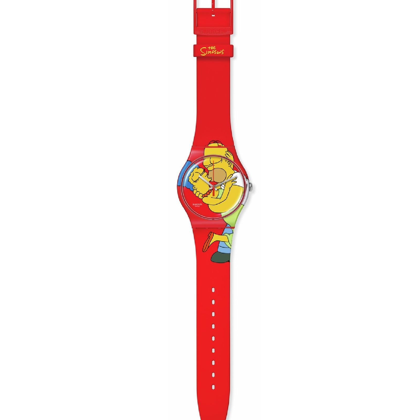 Orologio unisex Swatch The Simpson Marge e Homer silicone rosso cassa 41mm SO29Z120-2