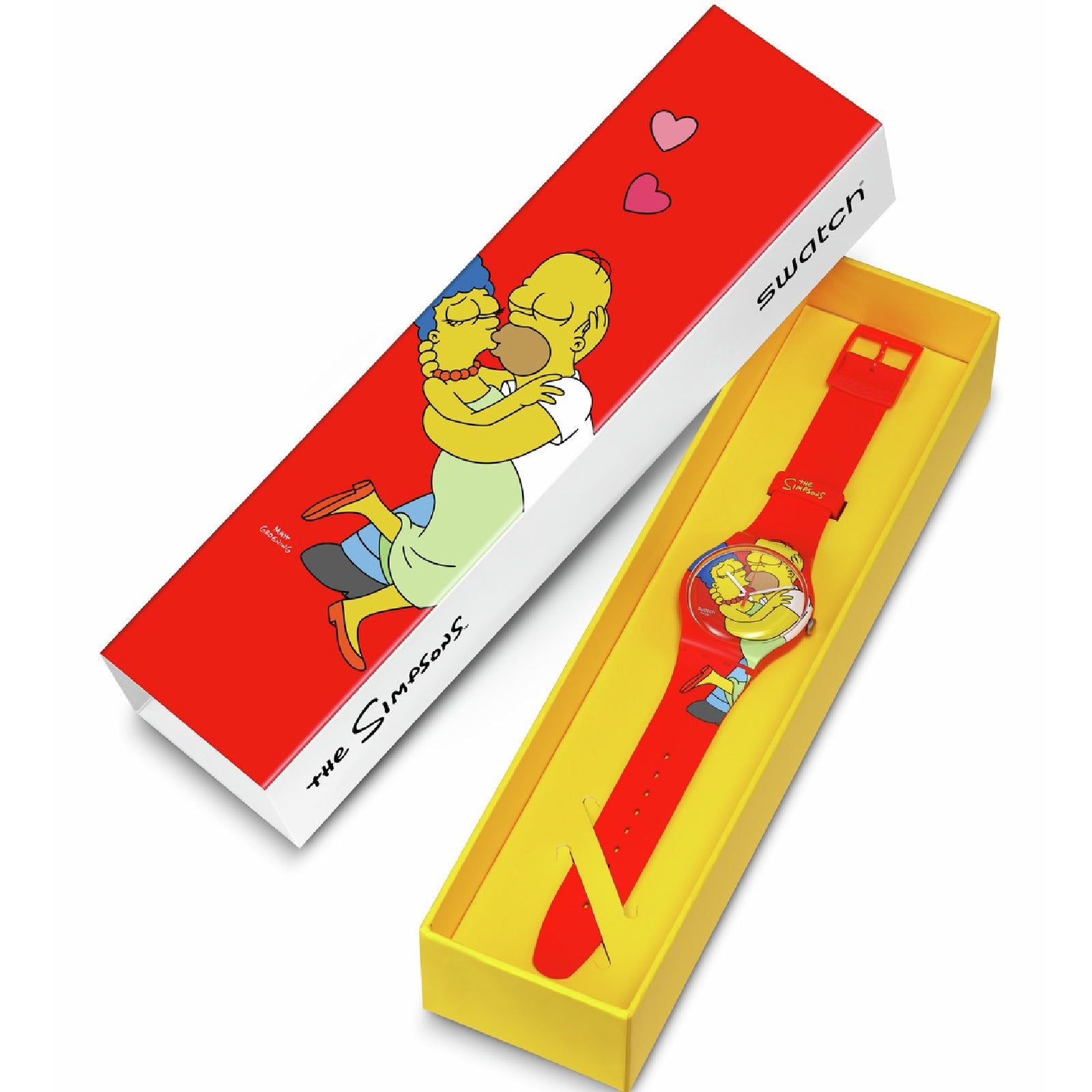 Orologio unisex Swatch The Simpson Marge e Homer silicone rosso cassa 41mm SO29Z120-5