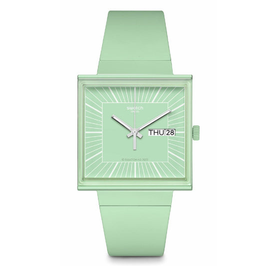 Orologio unisex Swatch What if? cassa quadrata in bioceramic verde 41,8mm SO34G701-1
