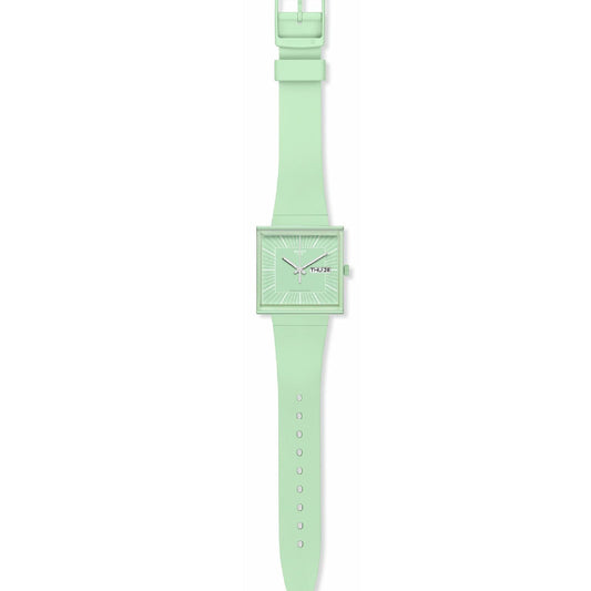 Orologio unisex Swatch What if? cassa quadrata in bioceramic verde 41,8mm SO34G701-2