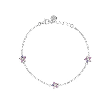 Bracciale Mabina Fun Flower Junior in argento con fiori rosa 16,5 cm