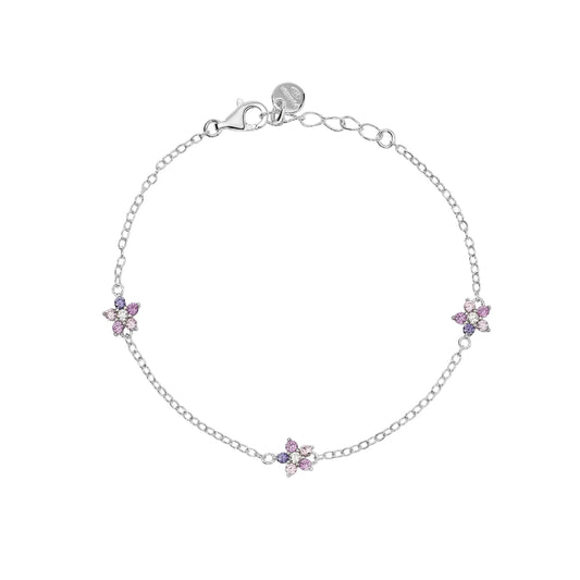 Bracciale Mabina Fun Flower Junior in argento con fiori rosa 16,5 cm