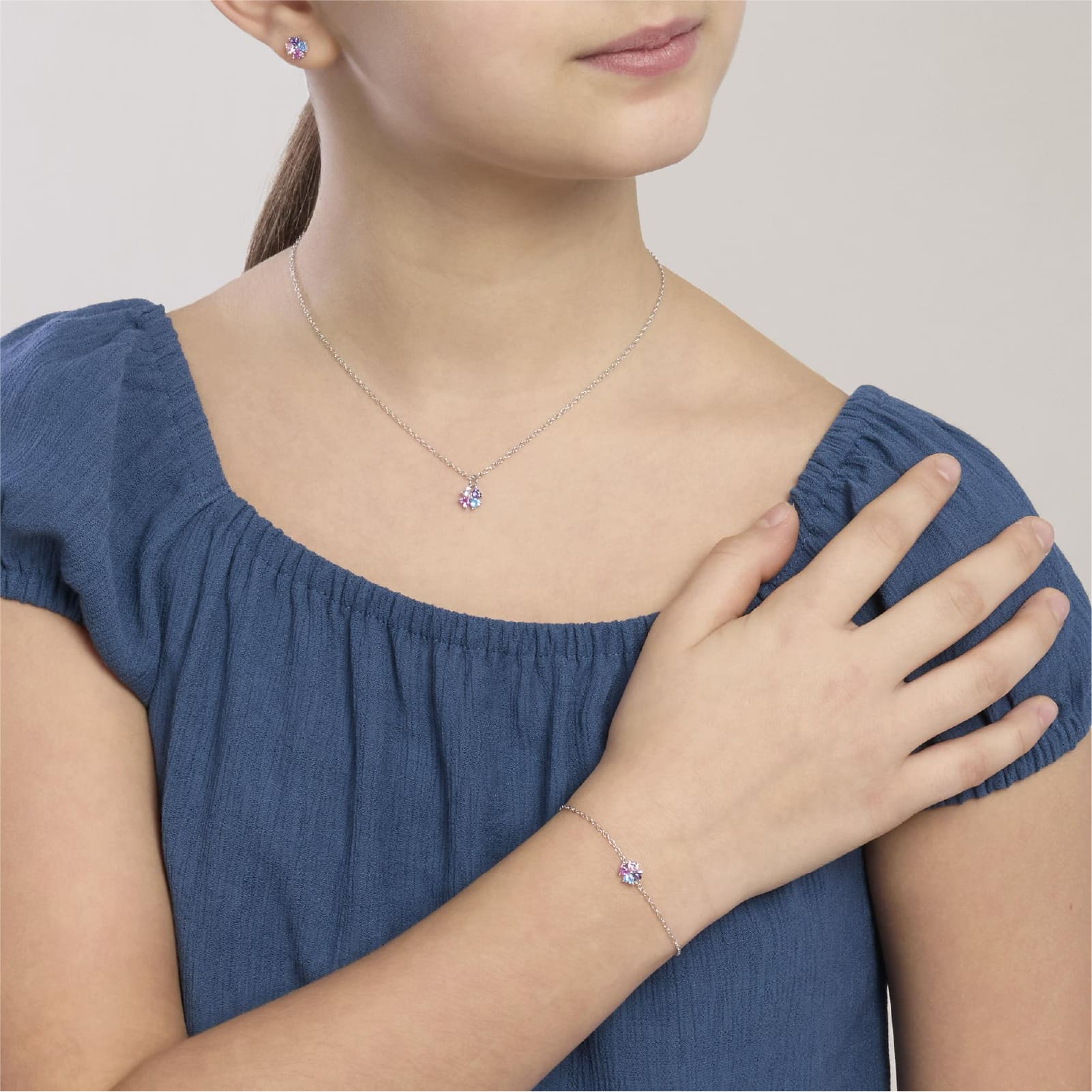Bracciale Mabina Quattro Desideri Junior in argento con fiore 16,5 cm
